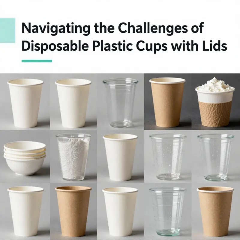 Infographic depicting the recycling challenges of disposable plastic cups with lids.