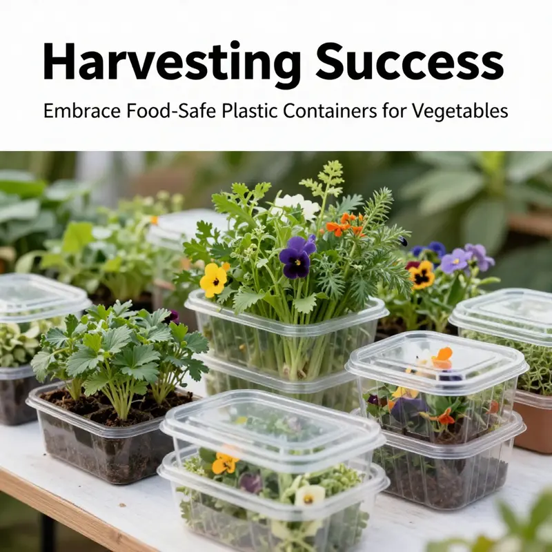 Rooftop garden with diverse vegetable growth in food-safe plastic containers.