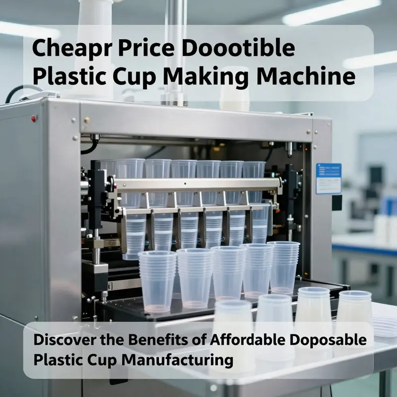 A modern disposable plastic cup making machine active in production.