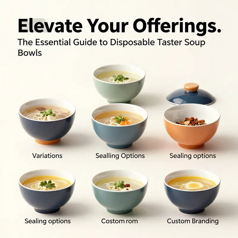 Showcase of disposable taster soup bowls at a vibrant food festival, highlighting their role in enhancing sampling experiences.