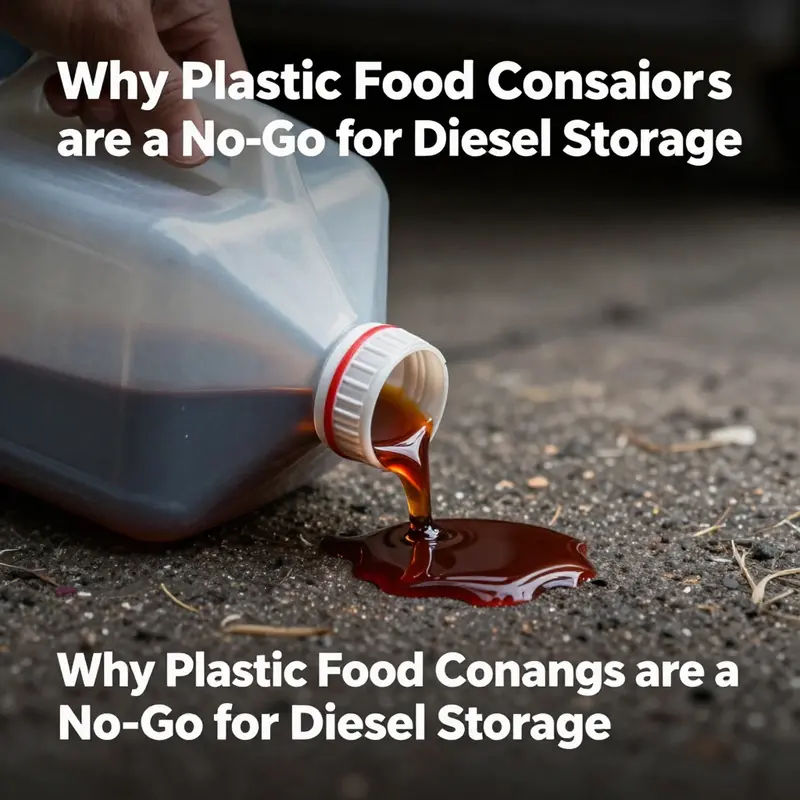 Chemical interactions between diesel and plastic containers can lead to dangerous fuel degradation.
