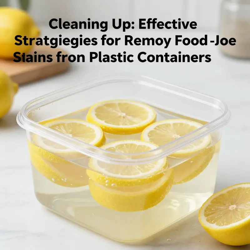 Using baking soda paste to effectively remove tough food stains from plastic containers.