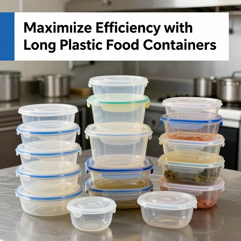 A showcase of durable long plastic food containers made from food-safe materials, perfect for diverse culinary uses.