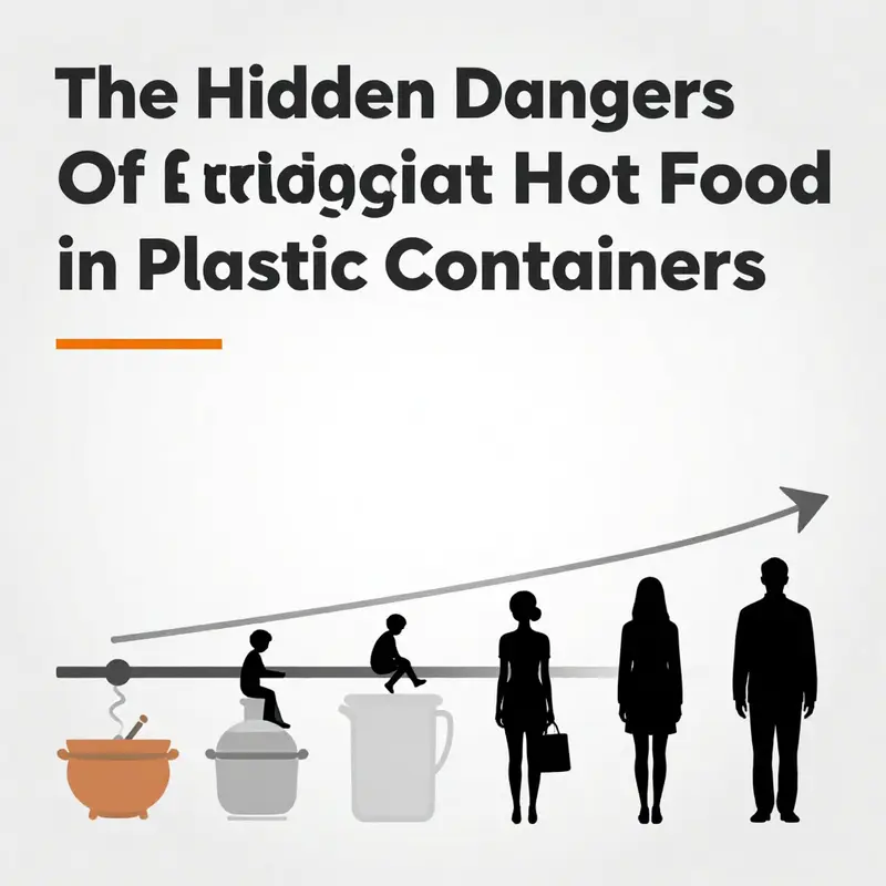 Hot food stored in plastic containers, illustrating the risk of chemical migration.