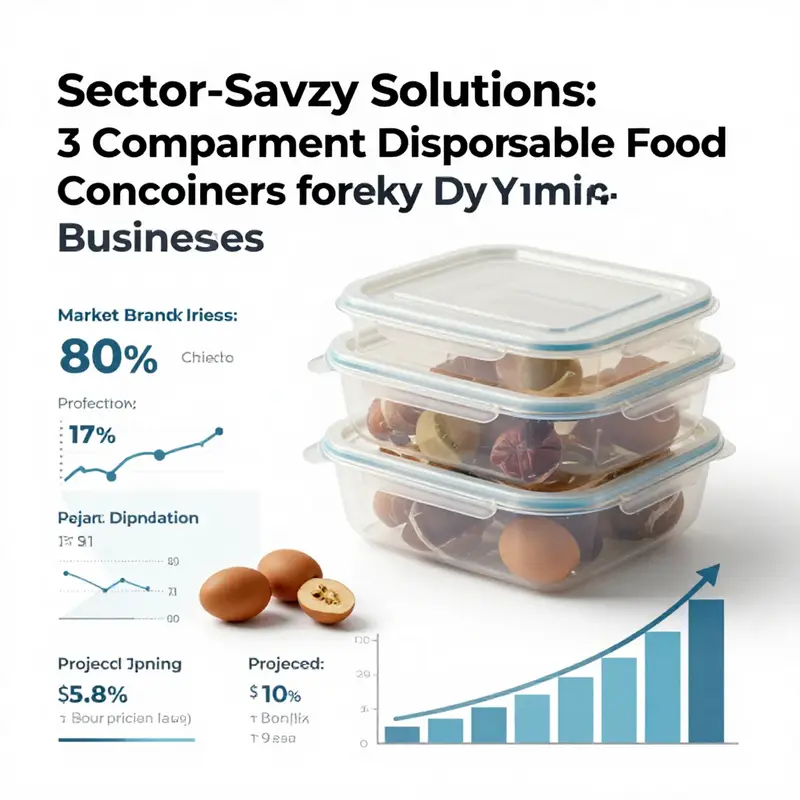 Different materials of 3 compartment food containers displaying versatility and functionality in food service.