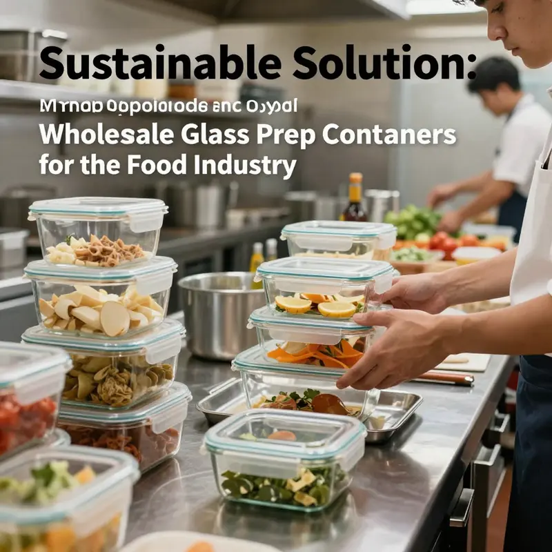 A range of glass food prep containers showcasing their key specifications, including material and design features.