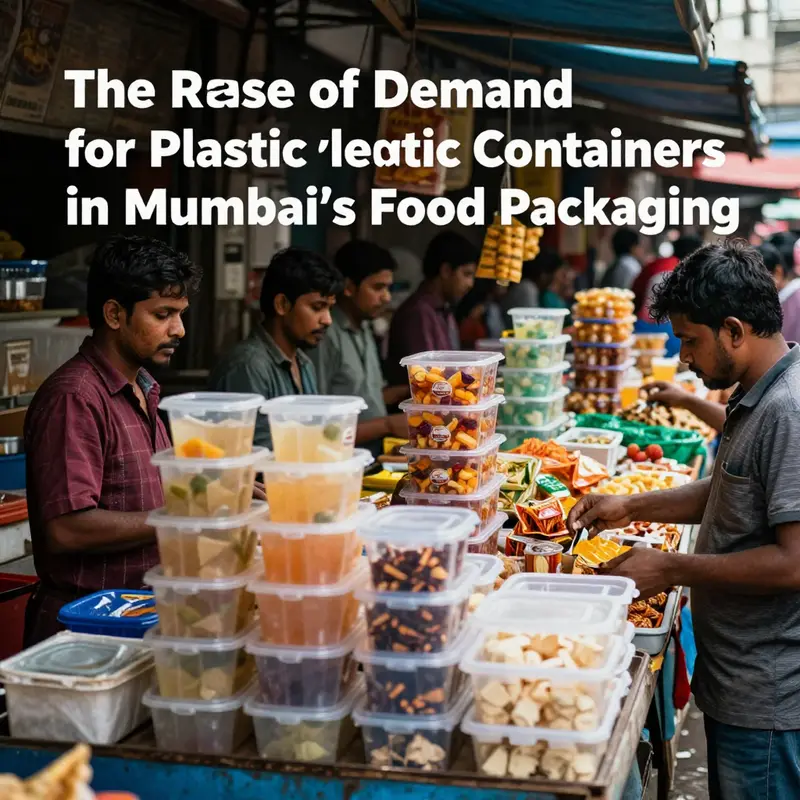 A variety of plastic containers commonly used for food packaging in Mumbai.