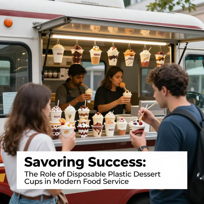 A vibrant collection of disposable plastic dessert cups highlighting the latest material innovations and design features.