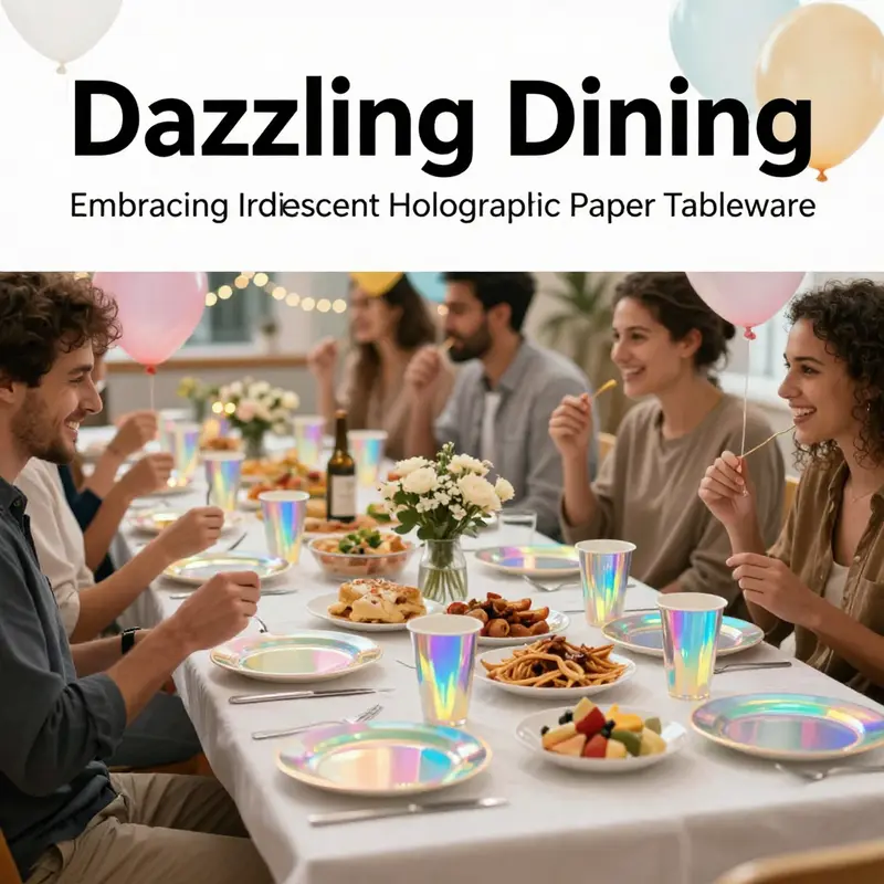 The innovative design of iridescent holographic tableware shines in any dining scenario.