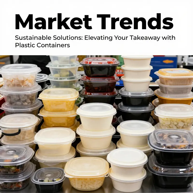 A modern restaurant using eco-friendly plastic takeaway containers amidst a natural setting.