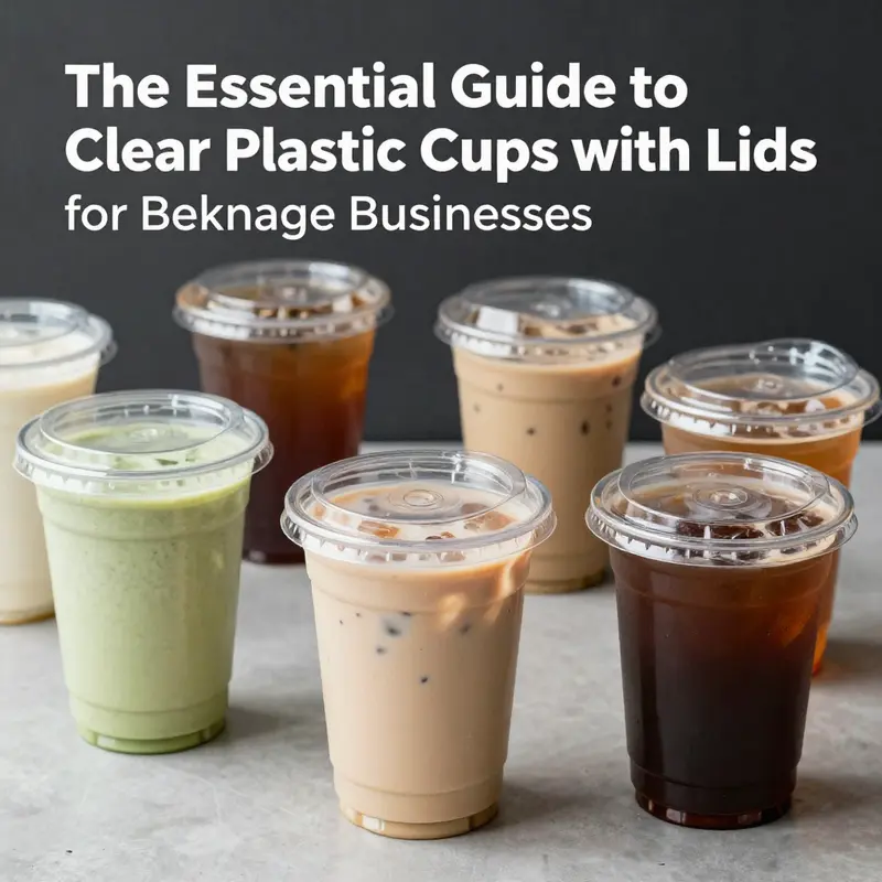 Various clear plastic cups showcasing the material composition of PET and PLA.