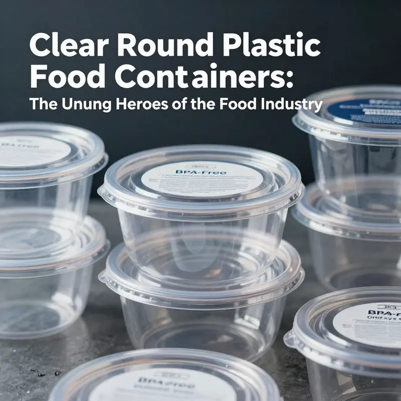 Clear round plastic food containers used in a café to hold fresh ingredients.
