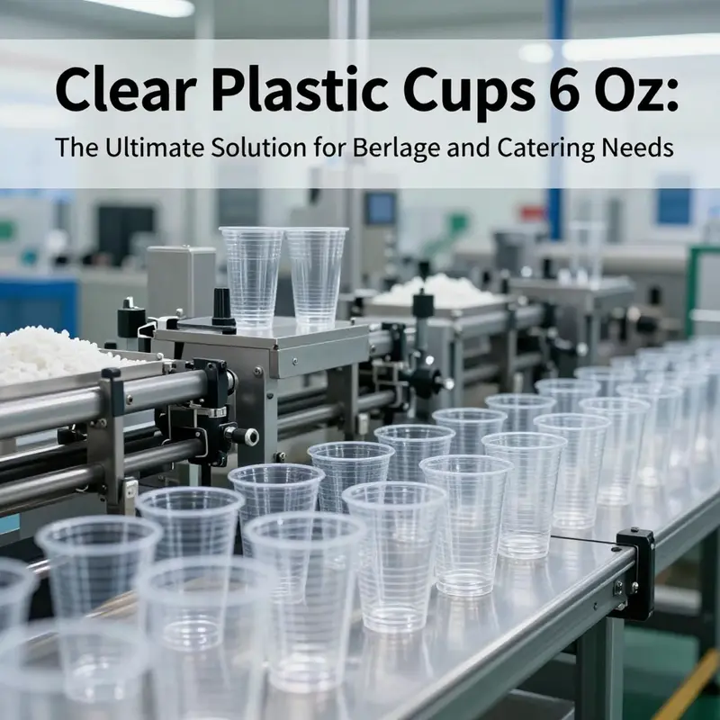 The manufacturing process of 6 oz clear plastic cups, highlighting the machinery and materials used.