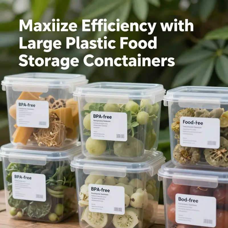 Diverse designs and features of large plastic food storage containers to enhance kitchen efficiency.