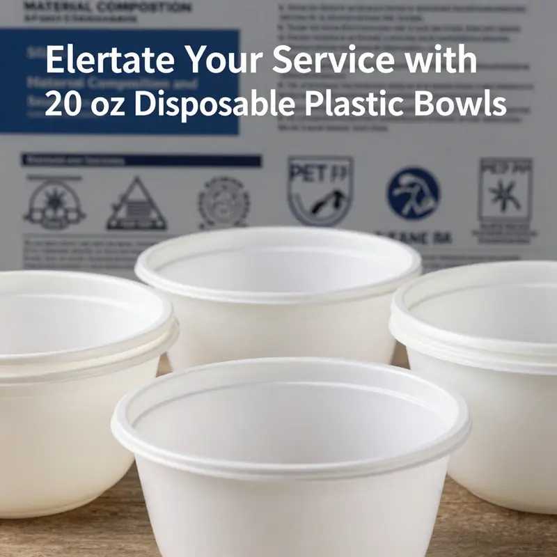 A vibrant buffet display featuring 20 oz disposable plastic bowls filled with various food items.