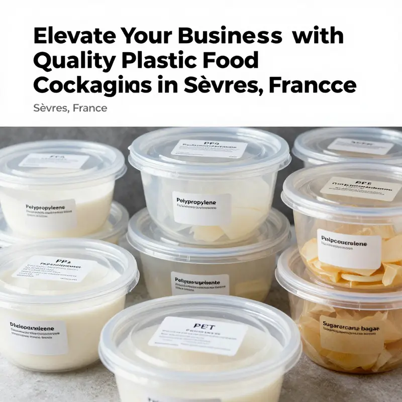 An array of plastic food containers available in Sèvres, suitable for various culinary applications.
