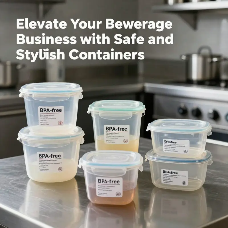 Diverse range of food-safe plastic containers emphasizing safety materials and certifications.