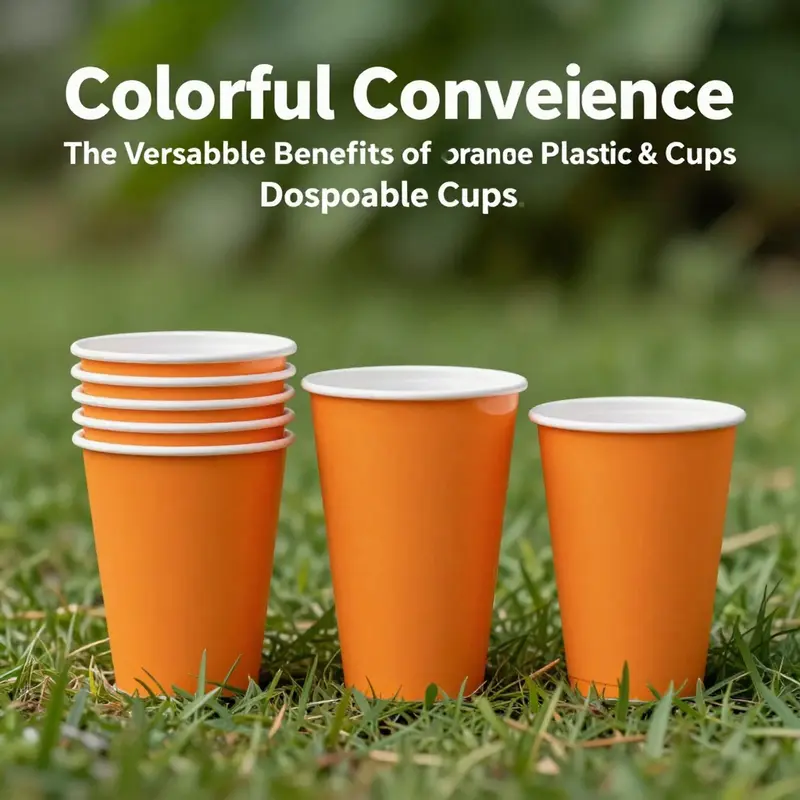 Different materials used for orange plastic disposable cups highlighting their qualities.