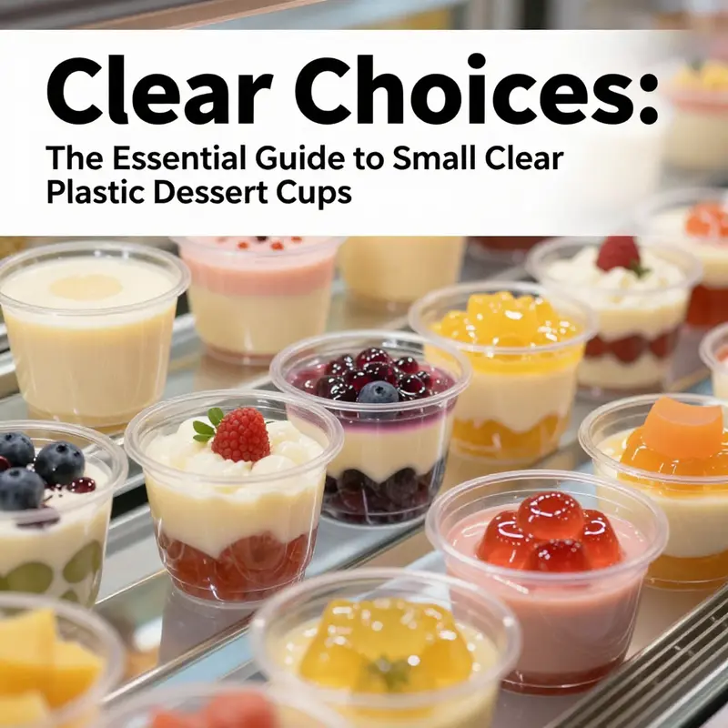 An array of small clear plastic dessert cups showcasing diverse dessert options.