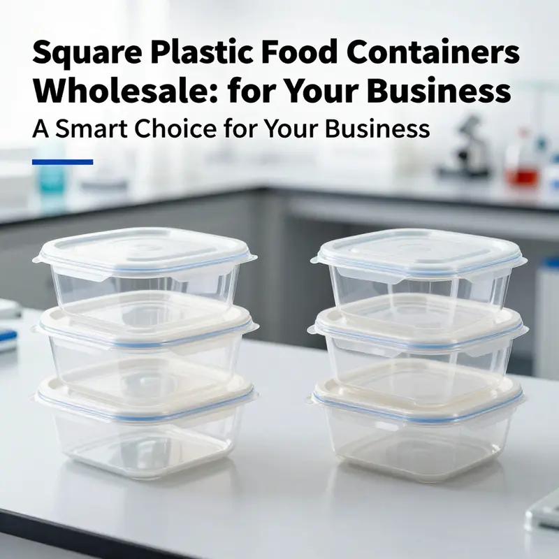 Various square plastic food containers demonstrating their versatility and key features for wholesale customers.