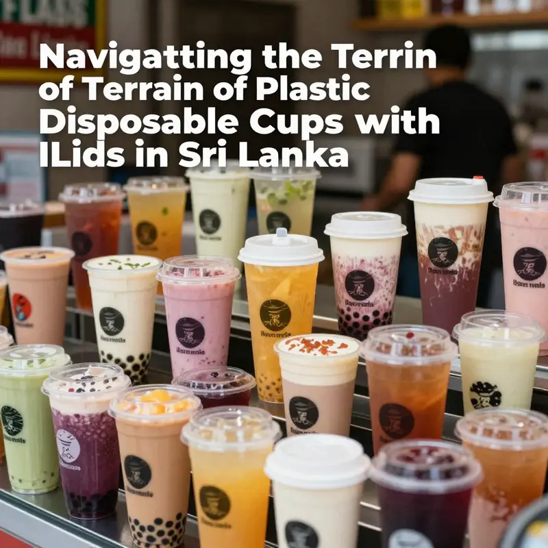 A colorful arrangement of plastic disposable cups with lids tailored for bubble tea and beverages.