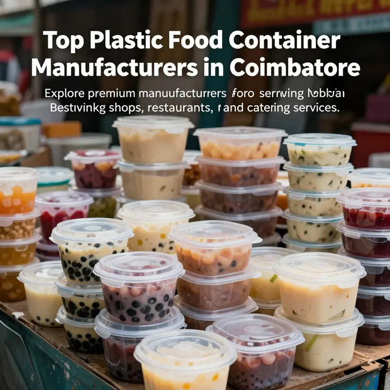 A colorful assortment of plastic food containers is on display, showcasing multiple sizes and designs suitable for food and beverage service.