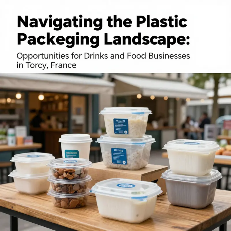 A captivating cover image showcasing various food businesses in Torcy using plastic food packaging.