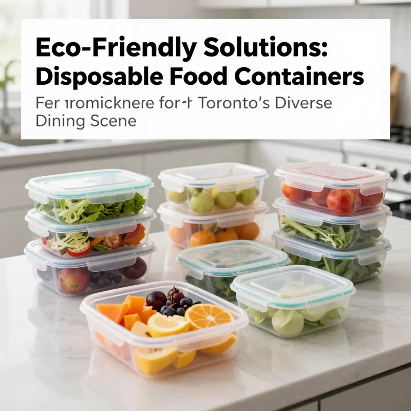 Eco-friendly sugarcane containers showcasing delicious meals in a Toronto cafe.