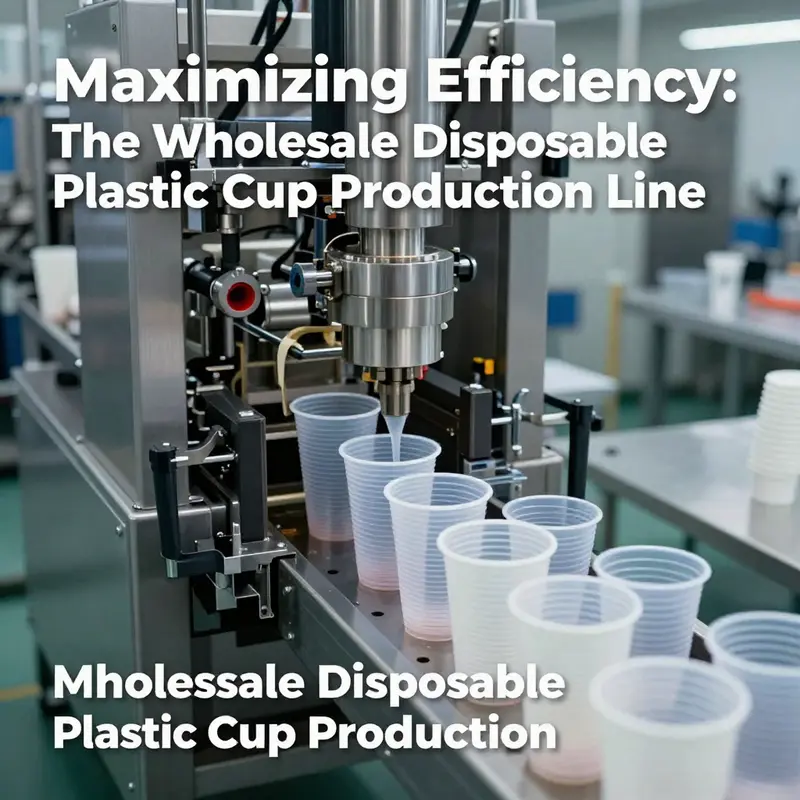 A state-of-the-art production line for disposable plastic cups integrating various manufacturing processes.