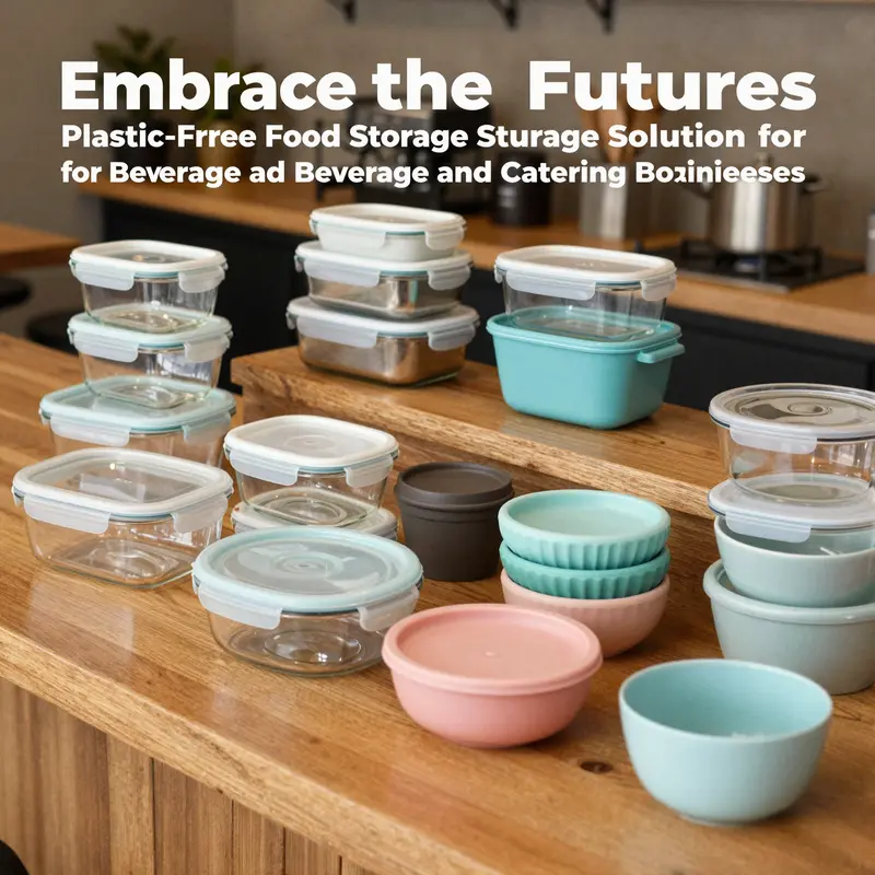 Various plastic-free food storage materials showcasing their appeal for businesses.