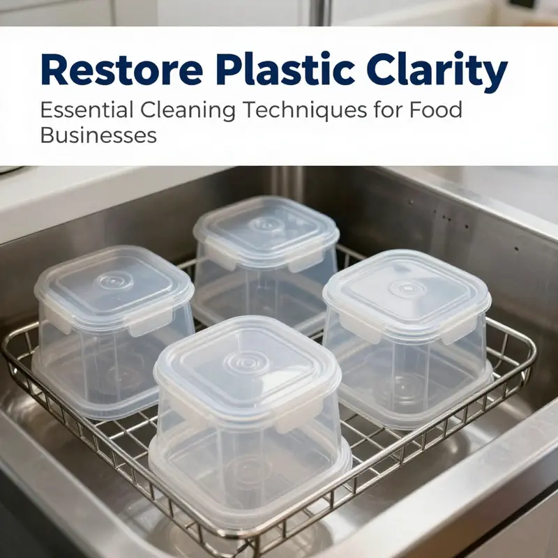 Baking soda and vinegar: effective household items for rejuvenating plastic containers.