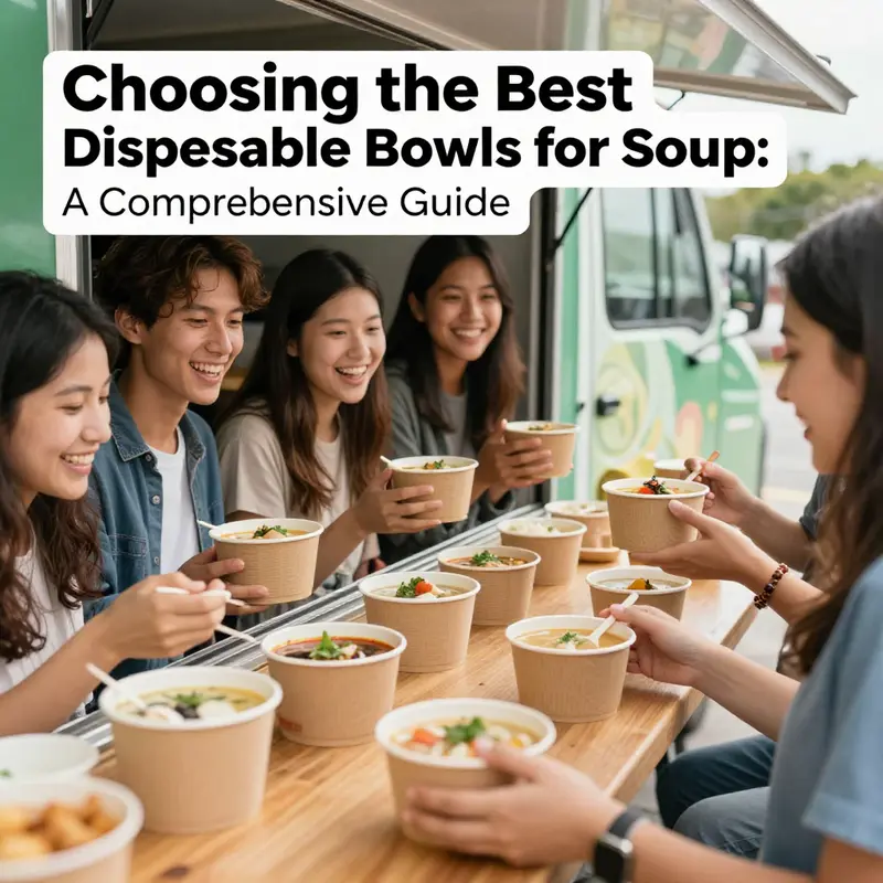 An enticing selection of paper soup bowls with waterproof coatings, ideal for hot soups.