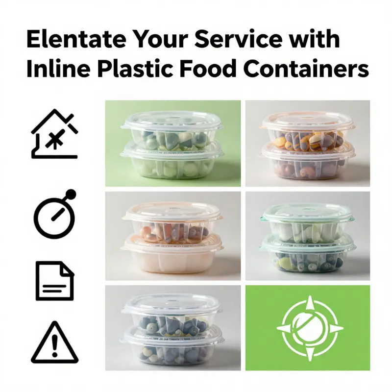 Diverse inline plastic food containers emphasizing material characteristics such as durability and thermal stability.