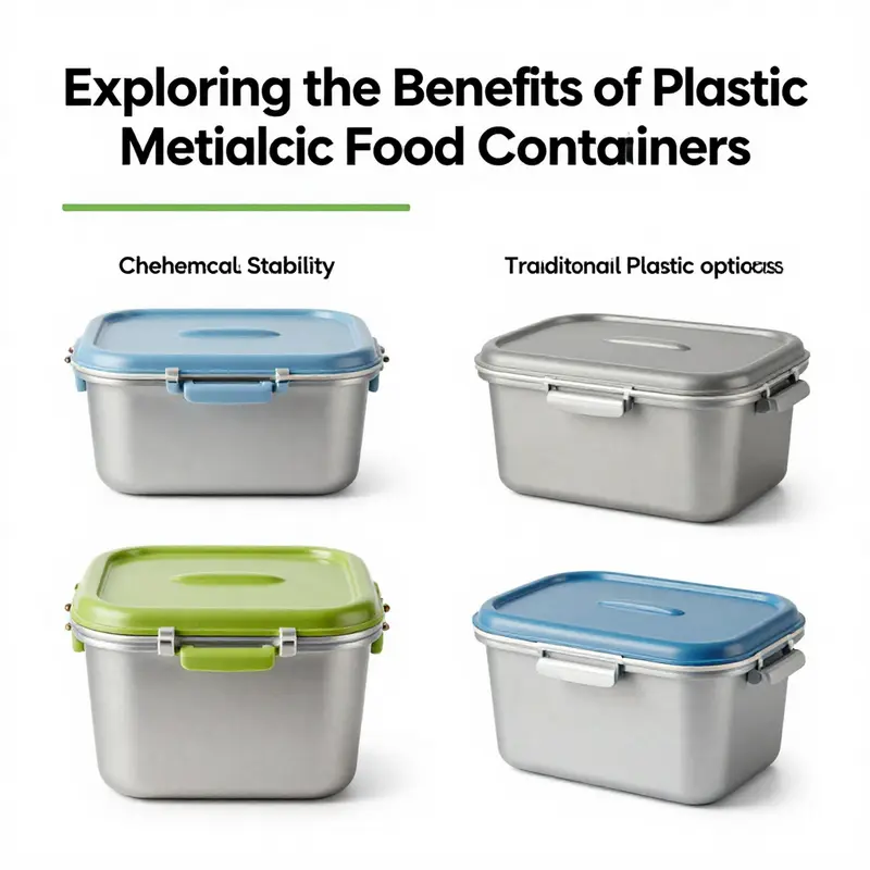 Plastic metallic food containers effectively preserve food freshness.