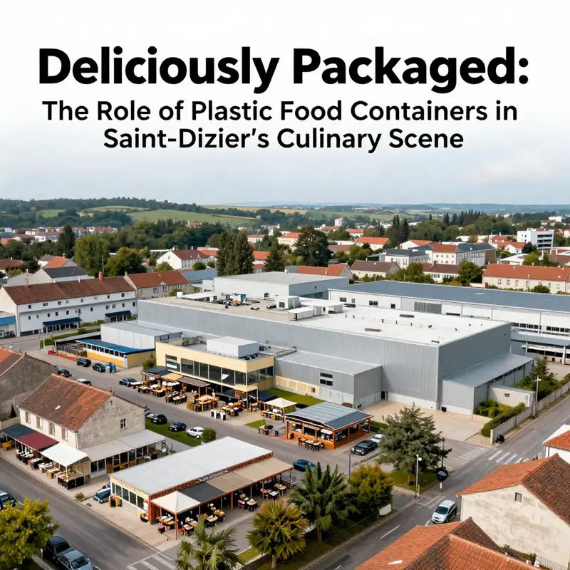 A panoramic view of Saint-Dizier blending local dining establishments with industrial sectors producing packaging solutions.