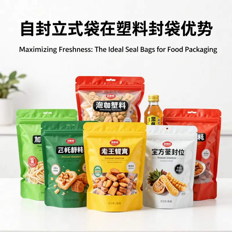 Self-sealing stand-up pouches display versatility and visual appeal in food packaging.
