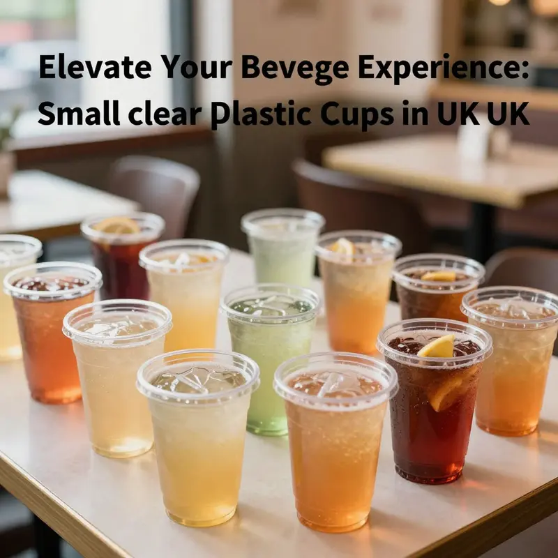 An assortment of small clear plastic cups showcasing the variety available in the UK market.