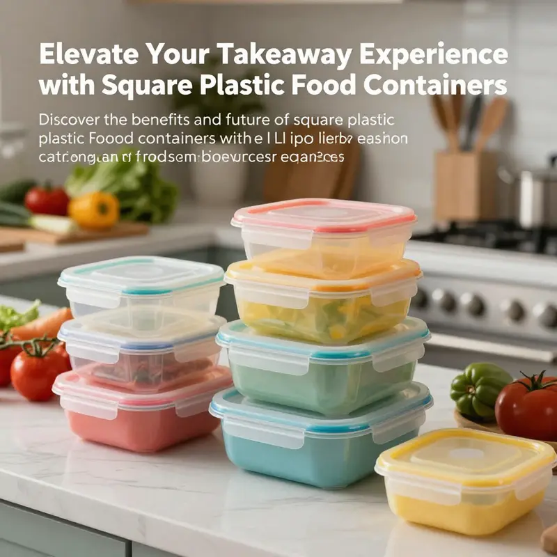 A neat arrangement of colorful square plastic food containers in a kitchen setting among fresh ingredients.