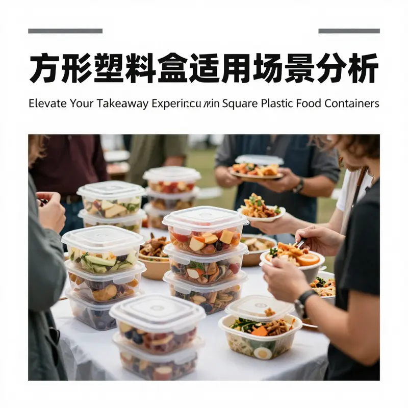 Diverse square plastic food containers highlight their multifunctionality and user-friendly designs.