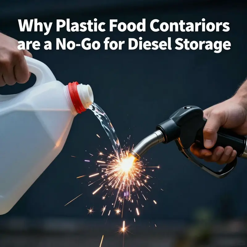 Chemical interactions between diesel and plastic containers can lead to dangerous fuel degradation.