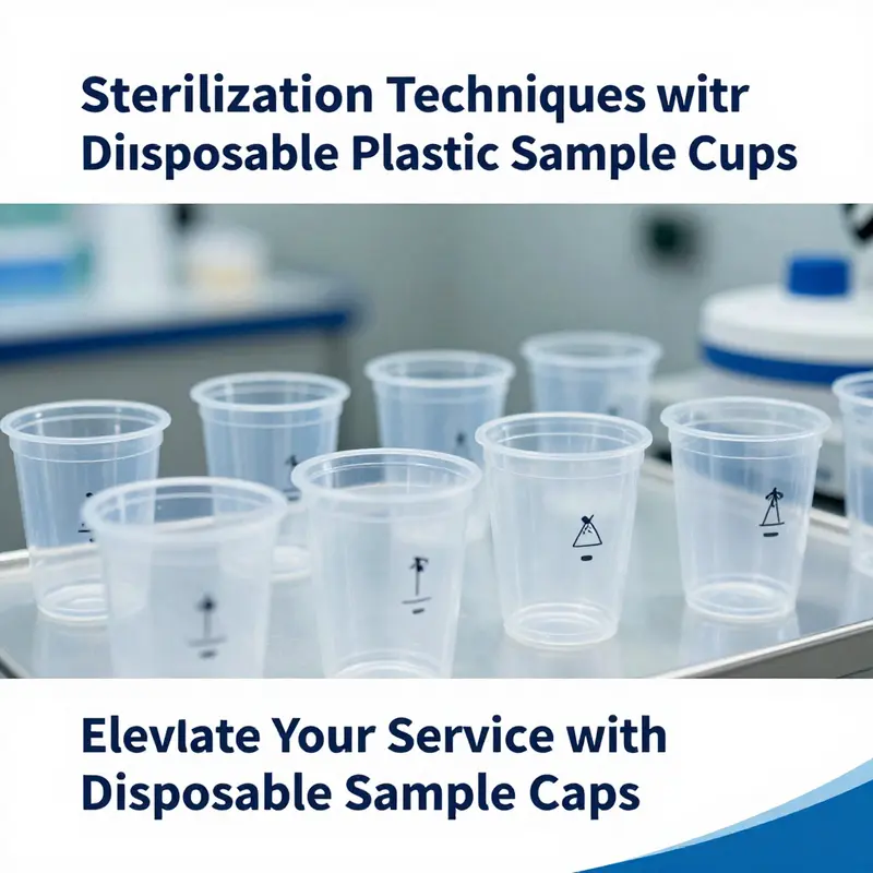 Display of sterile disposable plastic sample cups, highlighting the importance of sterilization in safe handling.
