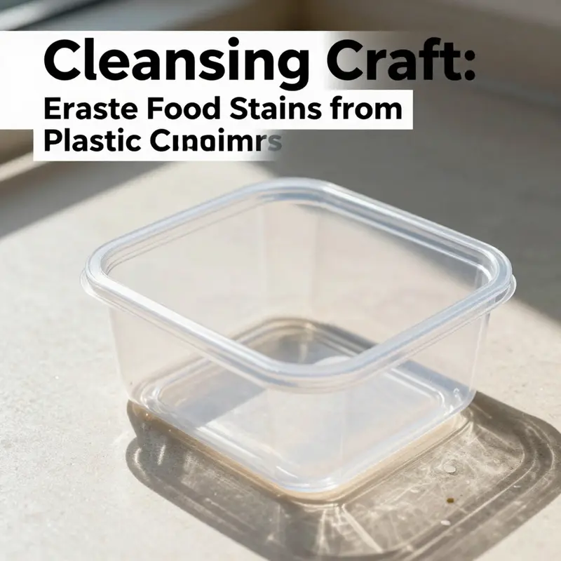 Applying baking soda paste to remove stubborn food stains from plastic containers.