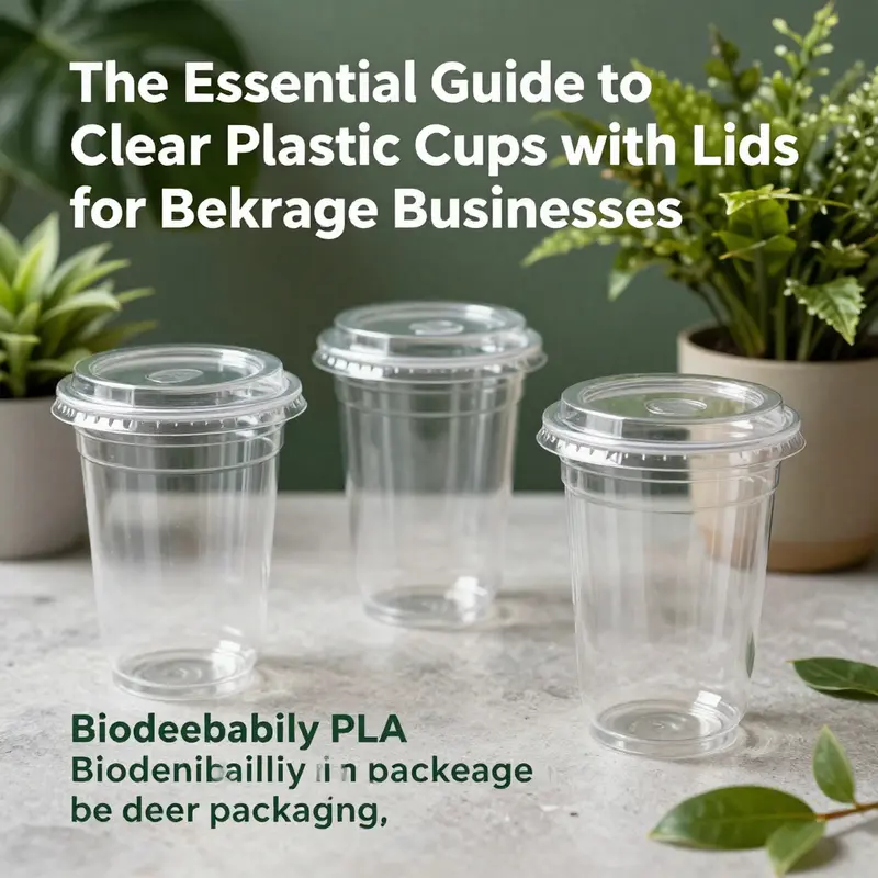 Various clear plastic cups showcasing the material composition of PET and PLA.