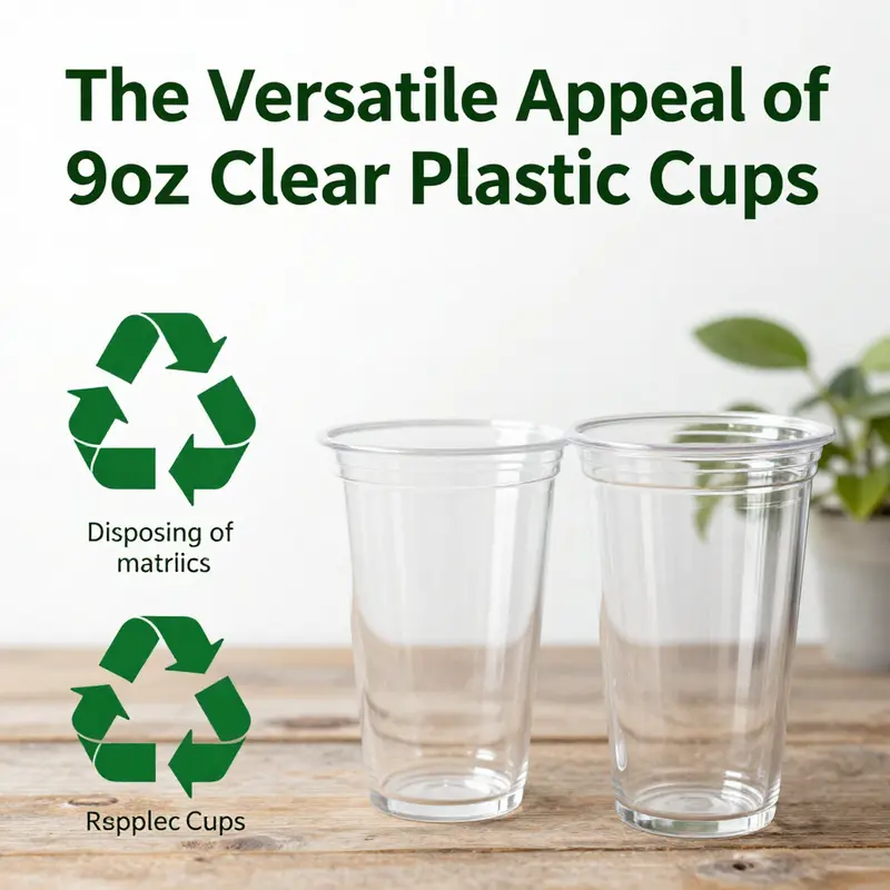 High-quality 9oz clear plastic cups made from BPA-free materials, designed for both durability and aesthetic appeal.