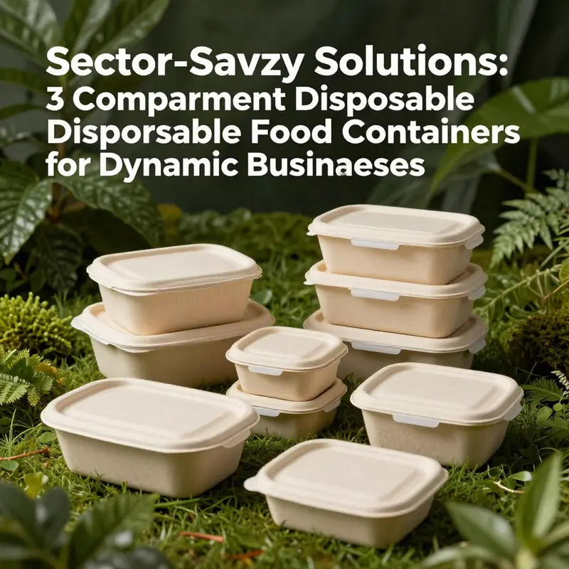 Different materials of 3 compartment food containers displaying versatility and functionality in food service.