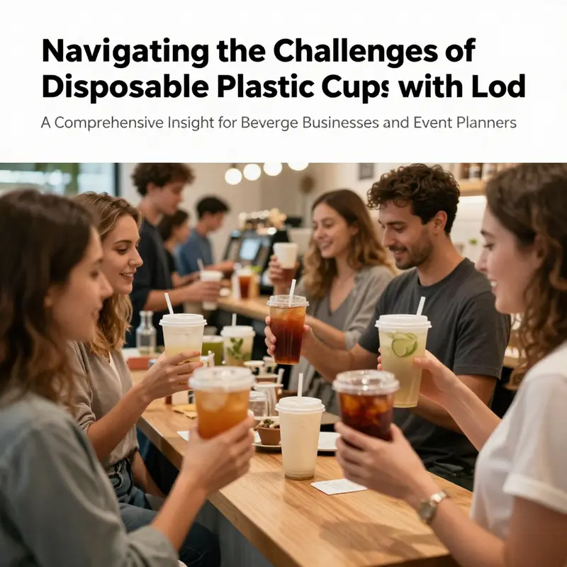 A colorful beverage shop with customers using sustainable cups, reflecting positive environmental choices.