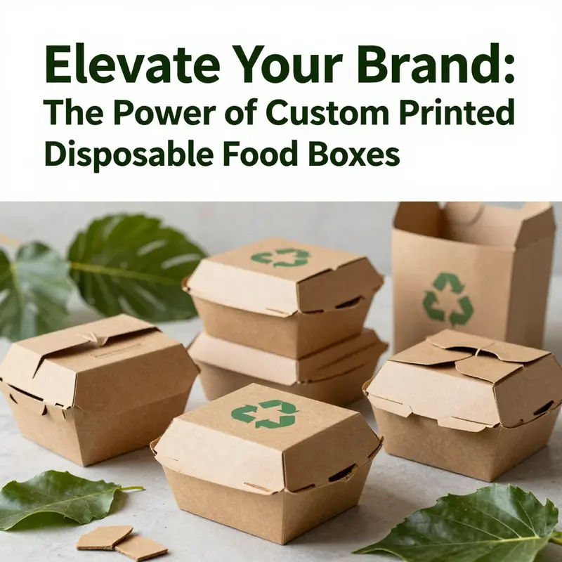 Custom printed food boxes in a café setting, showcasing branding opportunities.