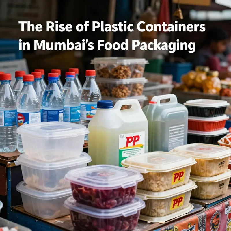 A variety of plastic containers commonly used for food packaging in Mumbai.