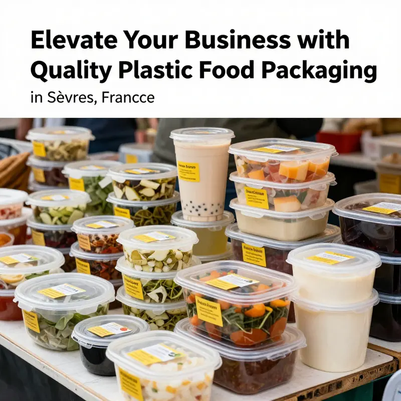 An array of plastic food containers available in Sèvres, suitable for various culinary applications.