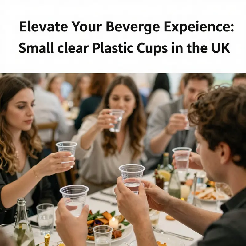 An assortment of small clear plastic cups showcasing the variety available in the UK market.